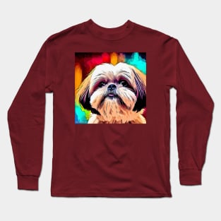 Shih Tzu Painted Pop Art Long Sleeve T-Shirt